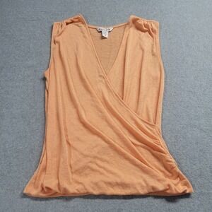 Athleta Top Size X Small Orange Breezy‎ Wrap Style Sleeveless V-Neck Drape Front